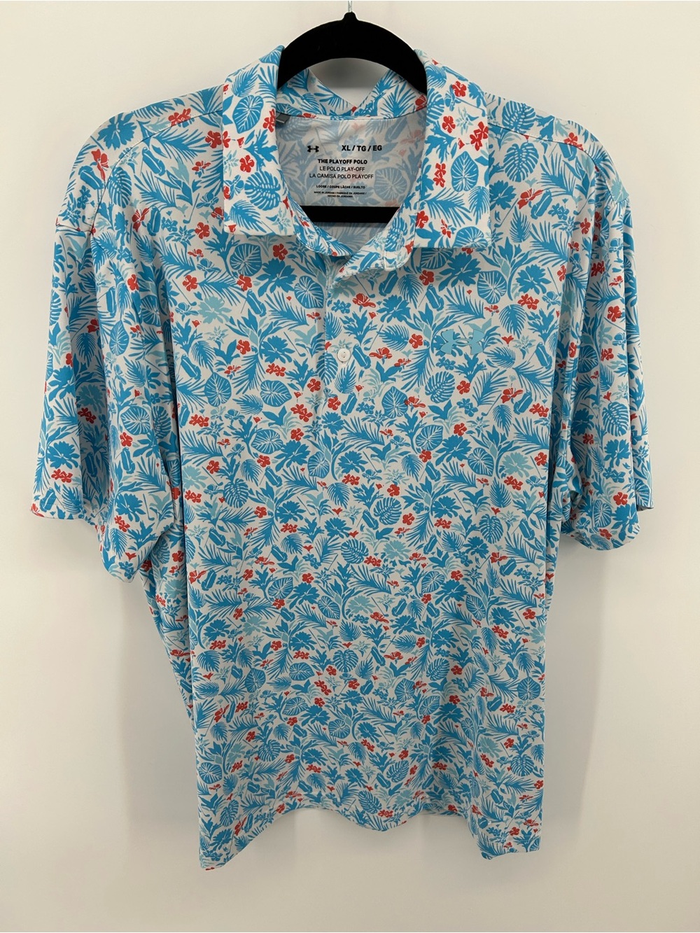 Under Armour Blue and Red Floral Print Polo